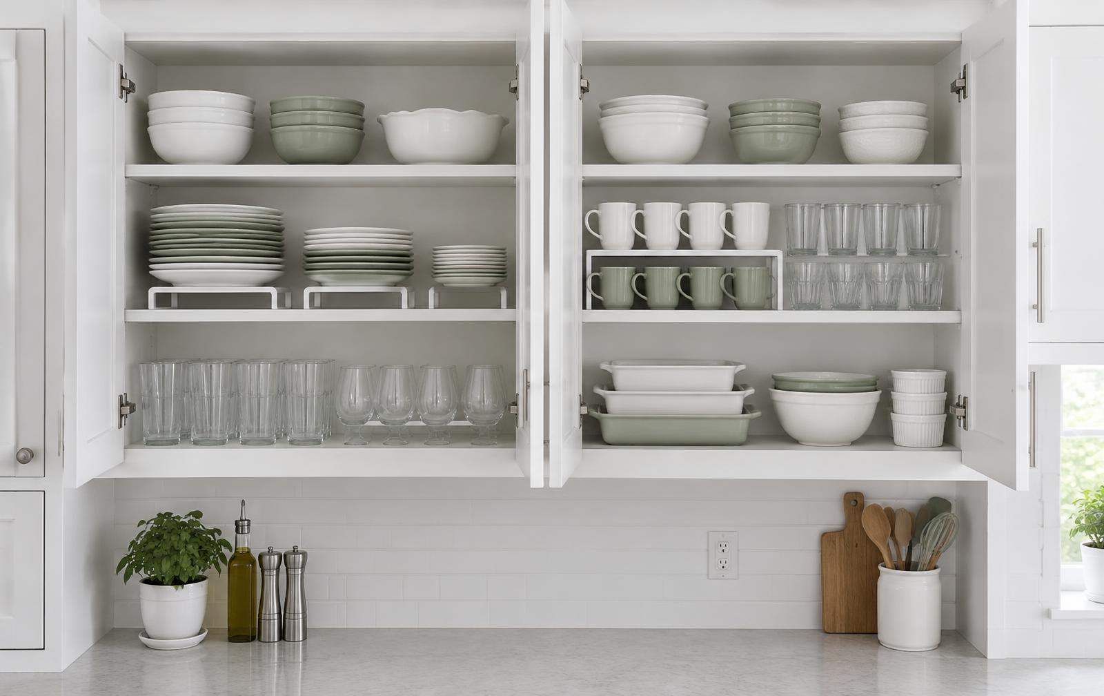 Kitchen Cabinets & Dishware after professional organizing